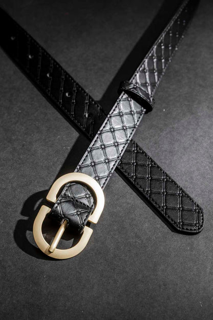 Black Embossed Classic Belt Black O/S