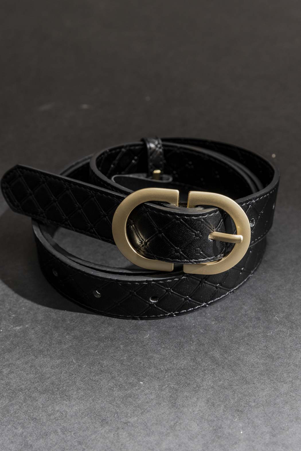 Black Embossed Classic Belt Black O/S
