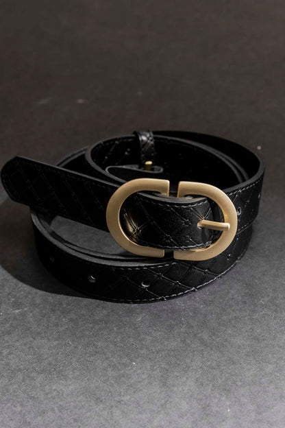 Black Embossed Classic Belt Black O/S