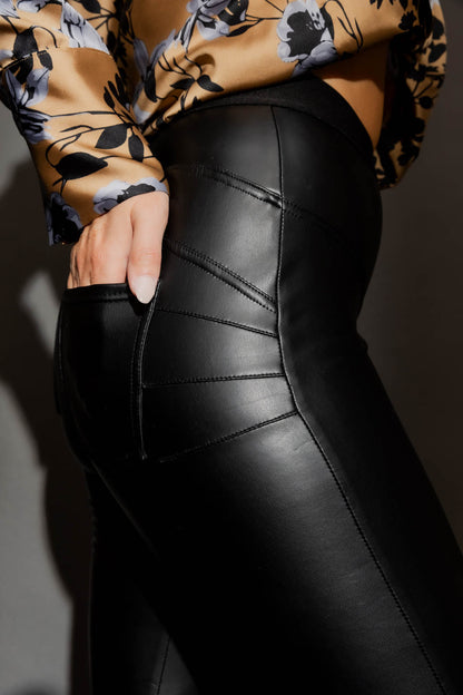 Black Coated Zip Miracle Pant