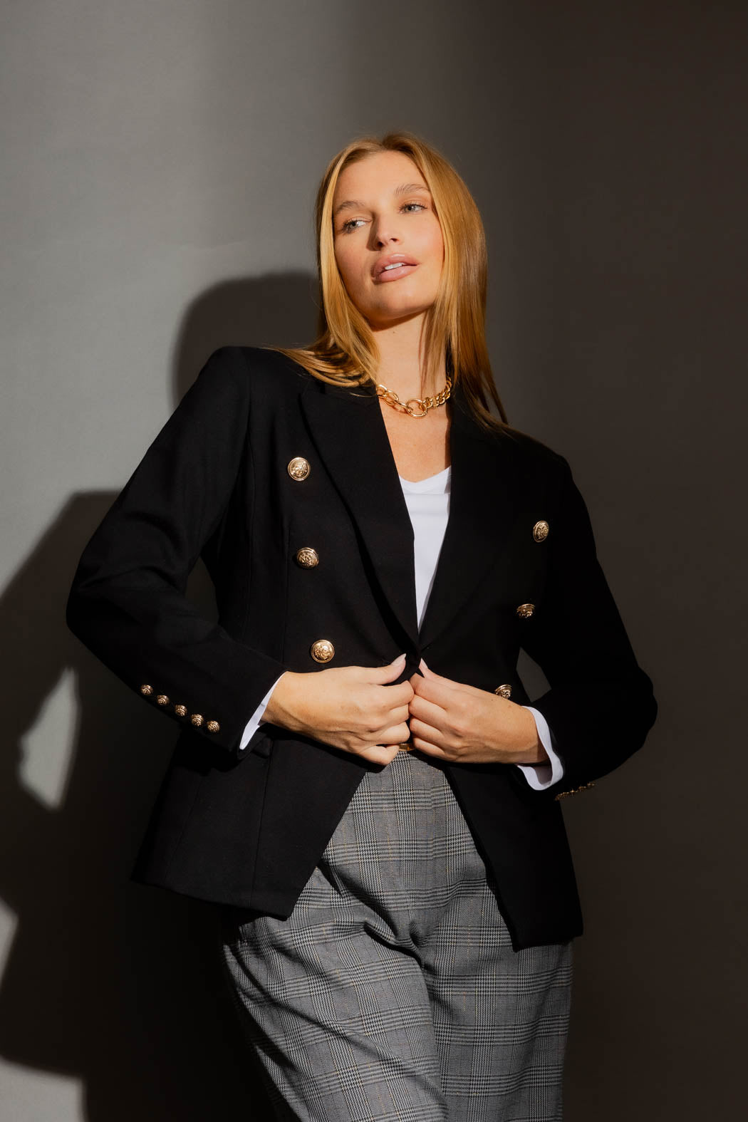Black Ponte Belted Sisca Blazer