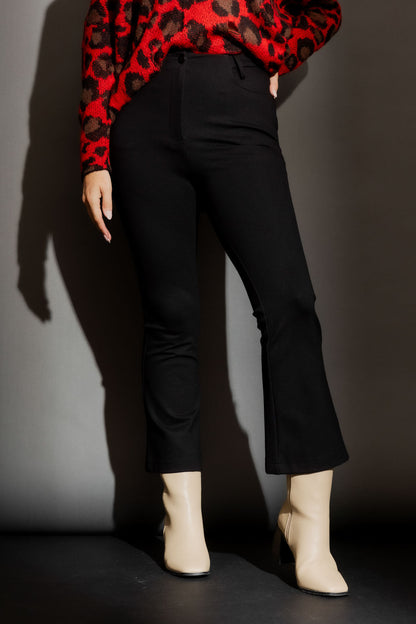 Black Ponte Crop Flare Pant