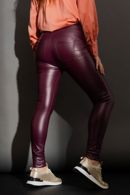 Burgundy Croc Coated Miracle Pant
