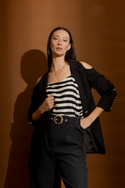 Black Cutout Shoulder Blazer
