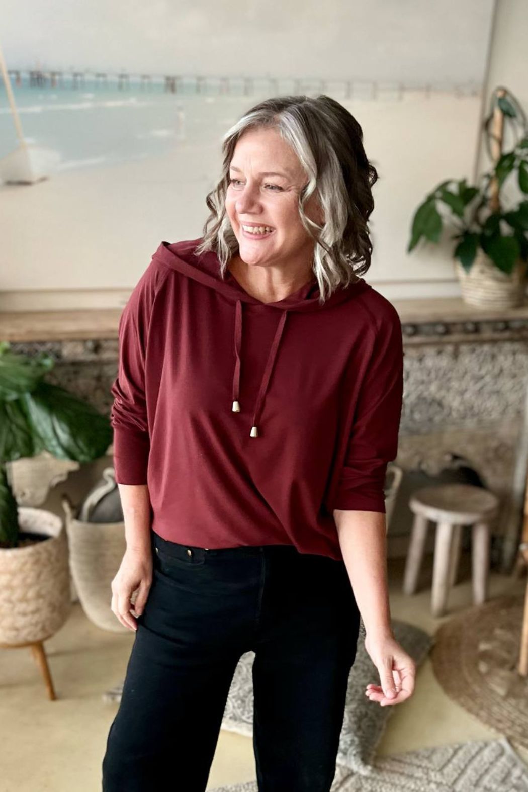 Burgundy Tencel Hoodie