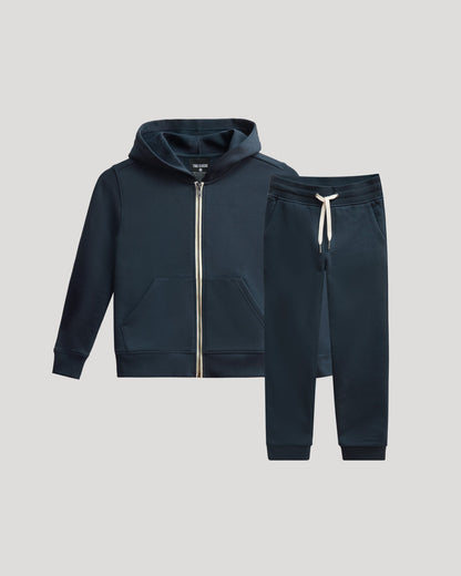 Boys Navy Full Zip Fleece Hoodie & Jogger 2-Pack