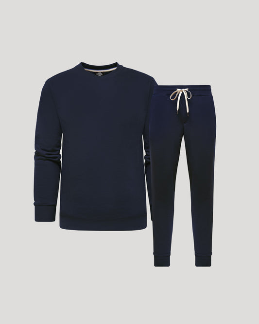 Navy Pullover Fleece Crew & Jogger 2-Pack