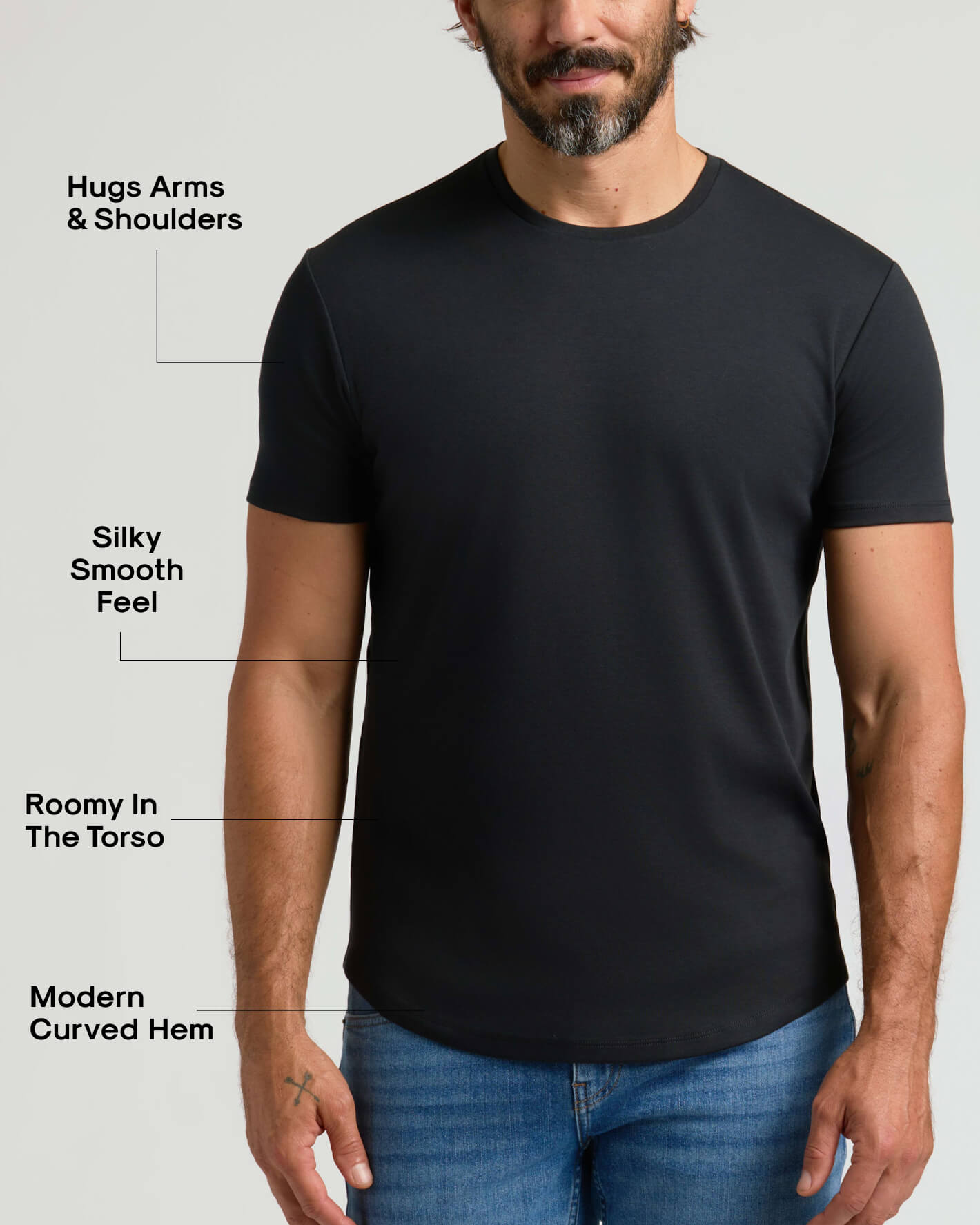 Pima Cotton Blend Curved Hem Crew 7-Pack