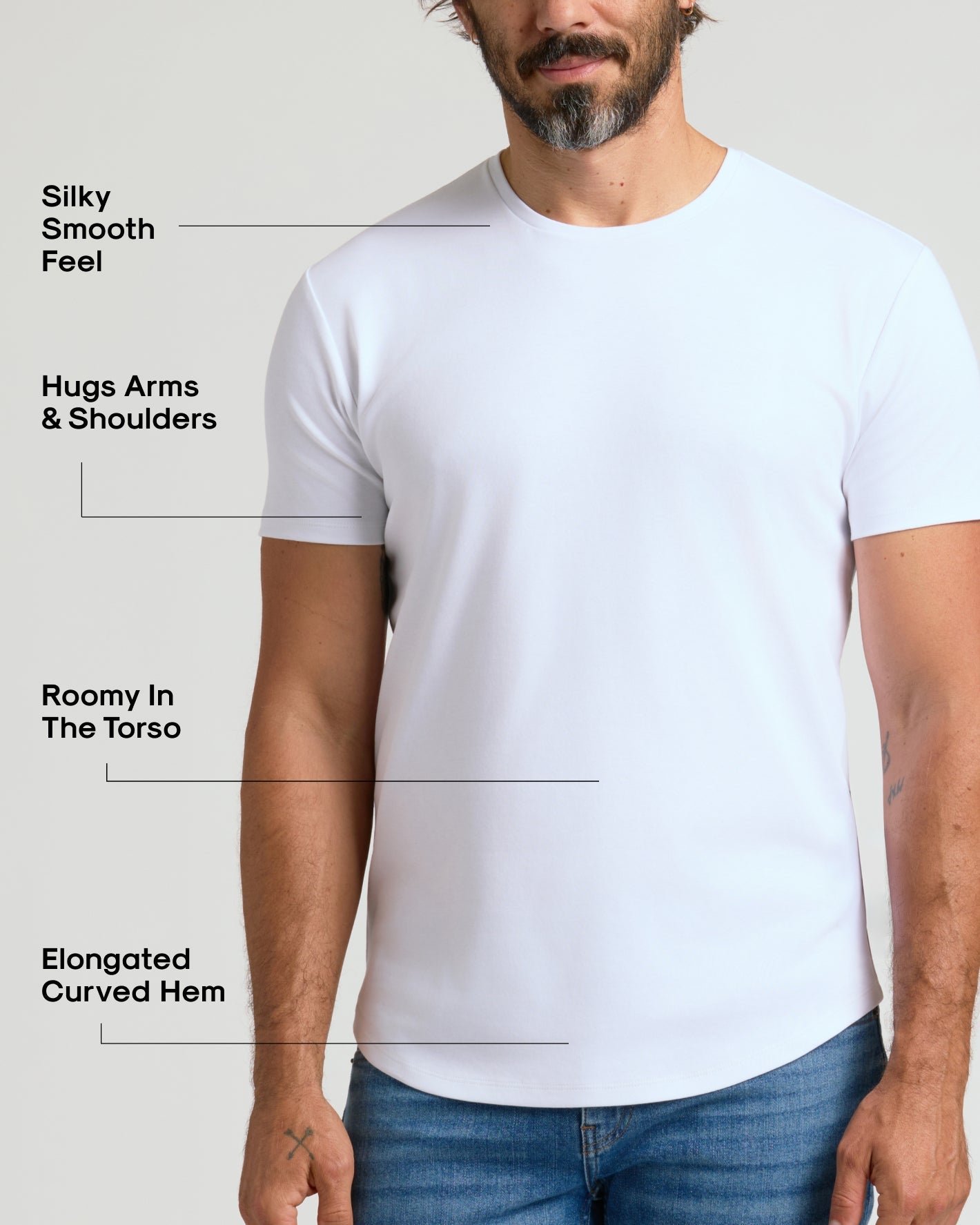 Pima Cotton Blend Curved Hem Crew 2-Pack