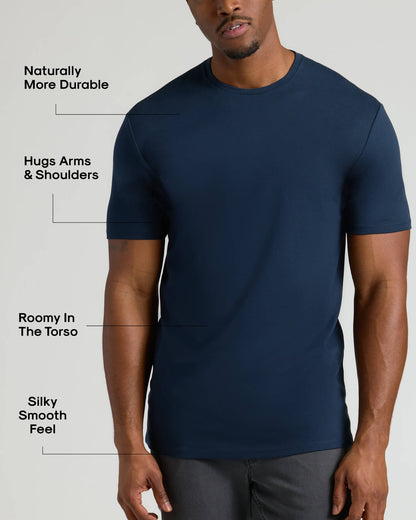 Navy Tall Pima Cotton Blend Crew