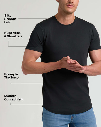 Tall Pima Cotton Blend Curved Hem Crew 2-Pack