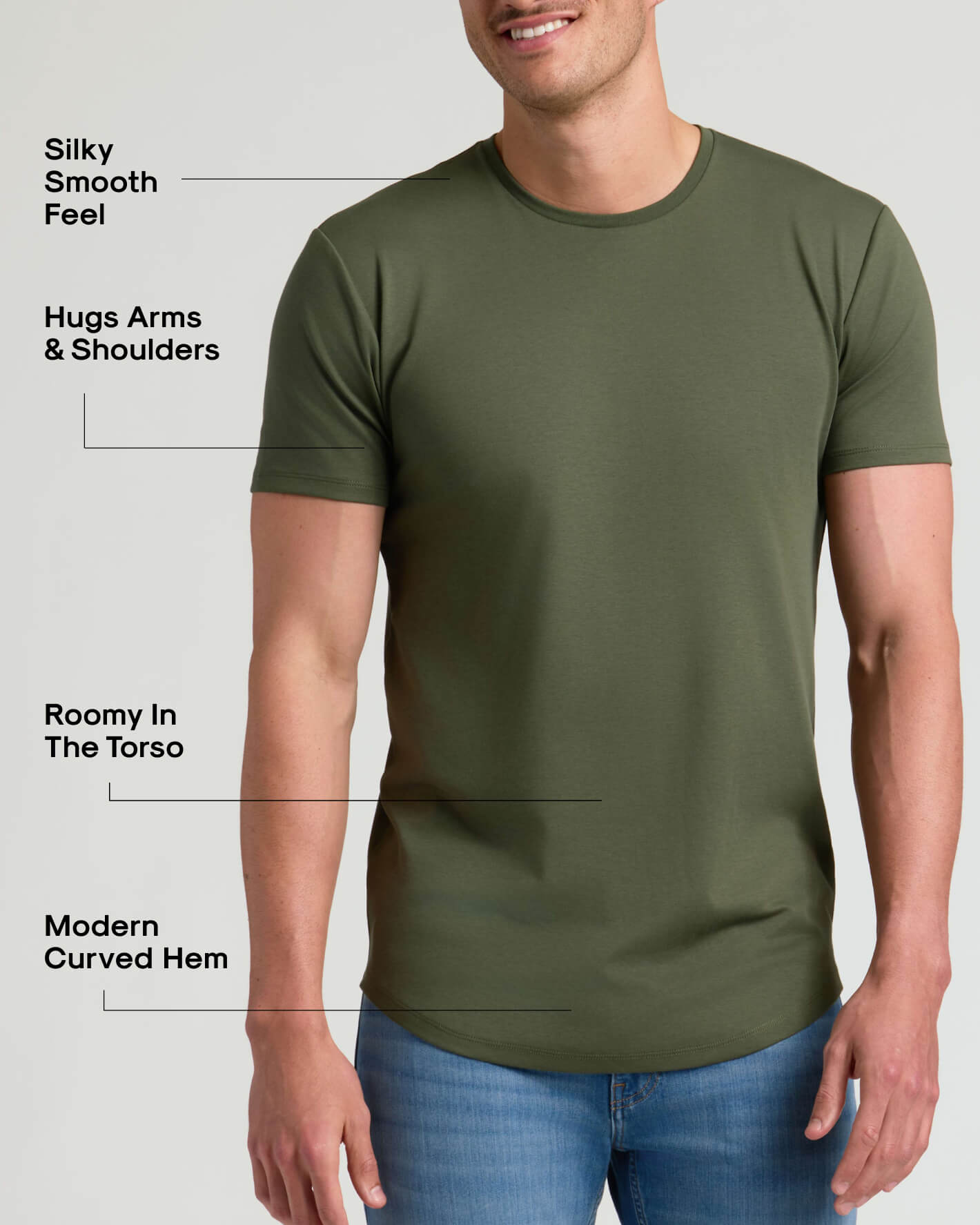 Tall Pima Cotton Blend Curved Hem Crew 4-Pack