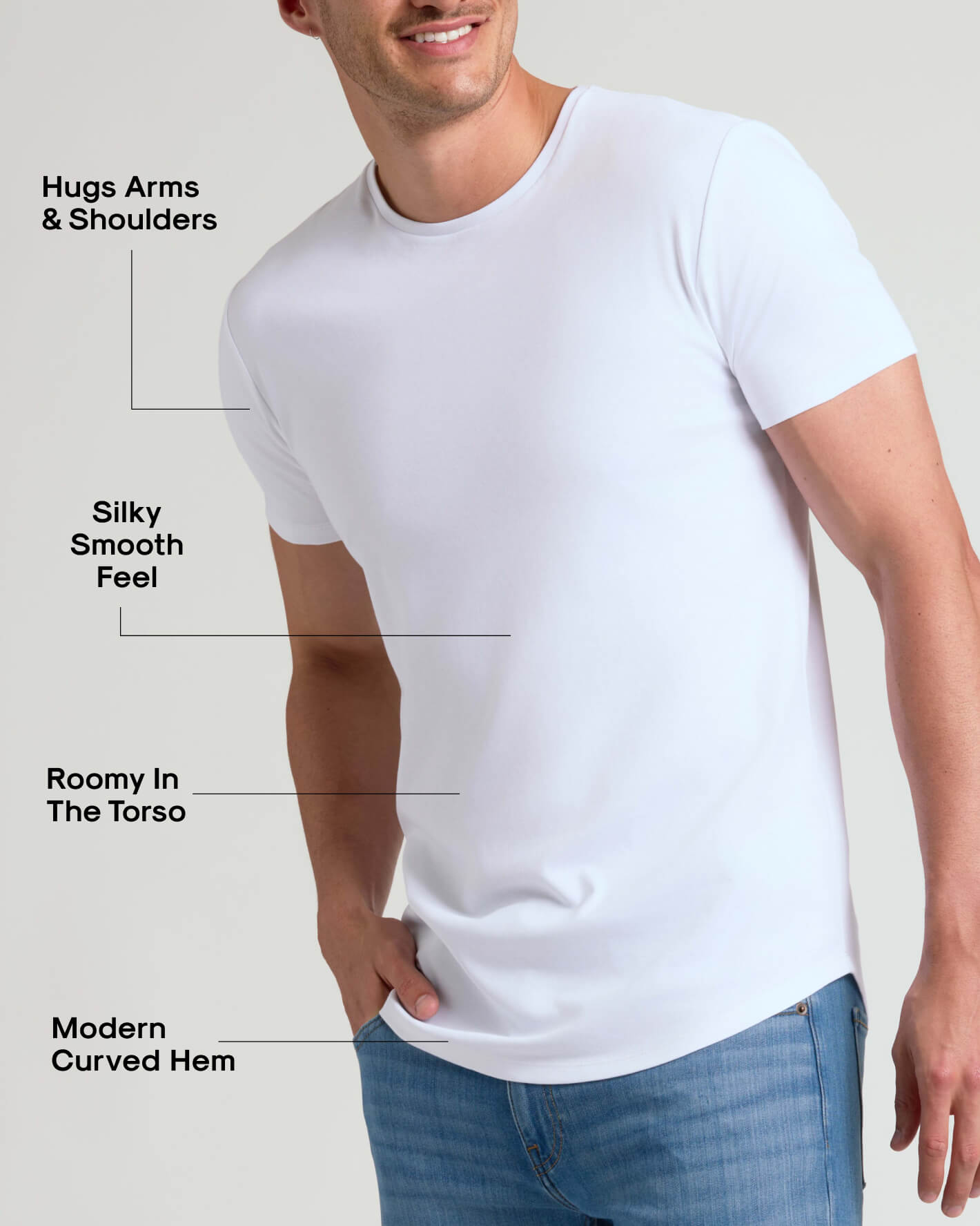Tall Pima Cotton Blend Curved Hem Crew 4-Pack