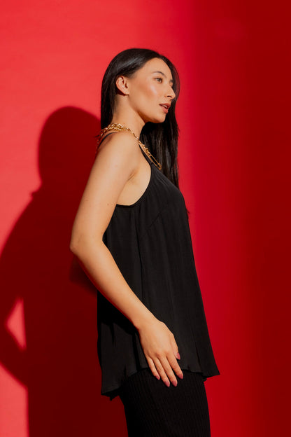 Black Silky Wide Strap Cami
