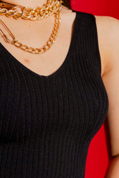 Black Rib Knit Cami Black S