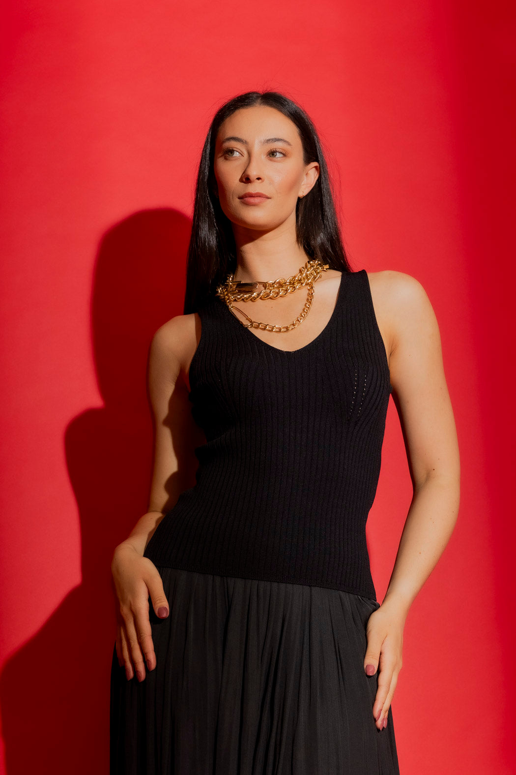 Black Rib Knit Cami Black S