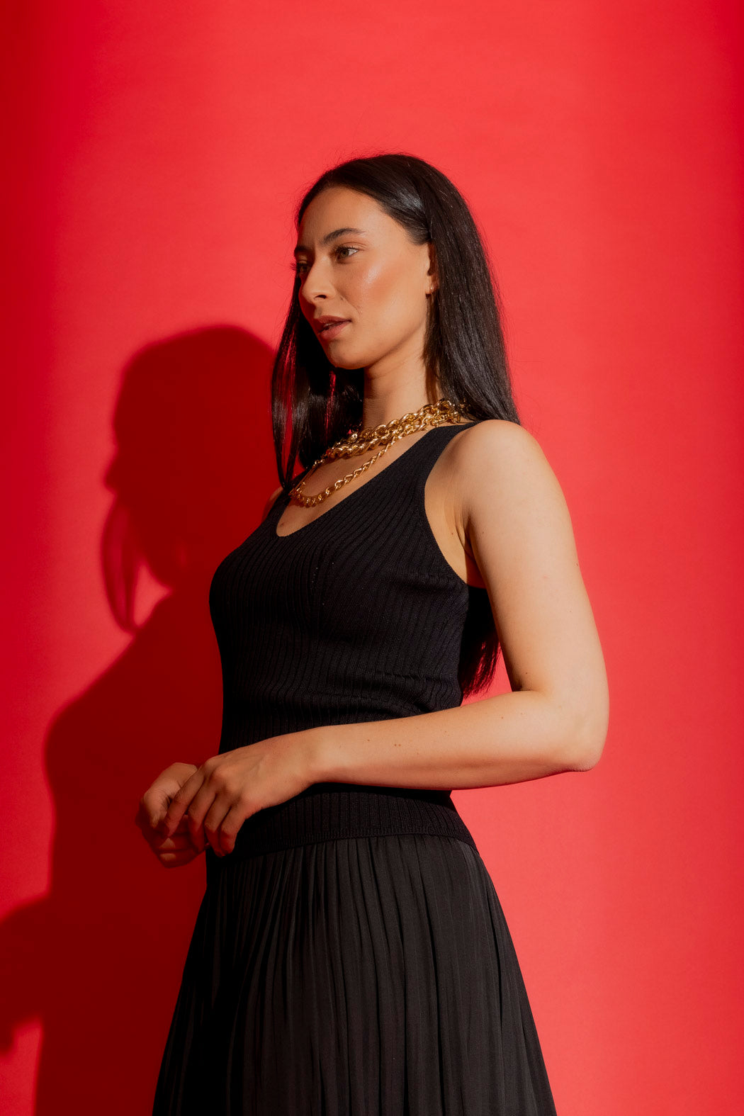 Black Rib Knit Cami Black S