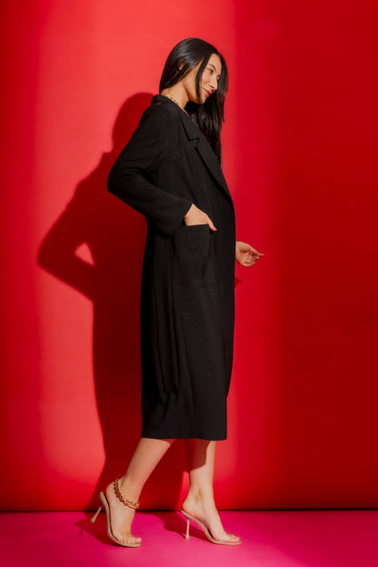 Black Shimmer Trench Coat