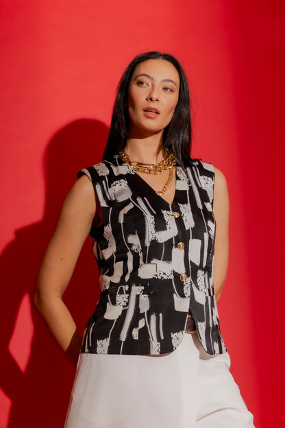 Black/White Tailored Vest
