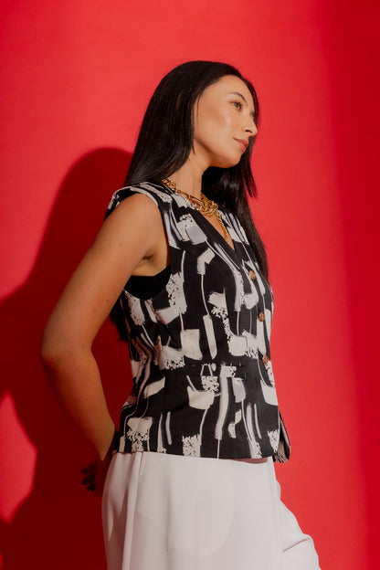 Black/White Tailored Vest