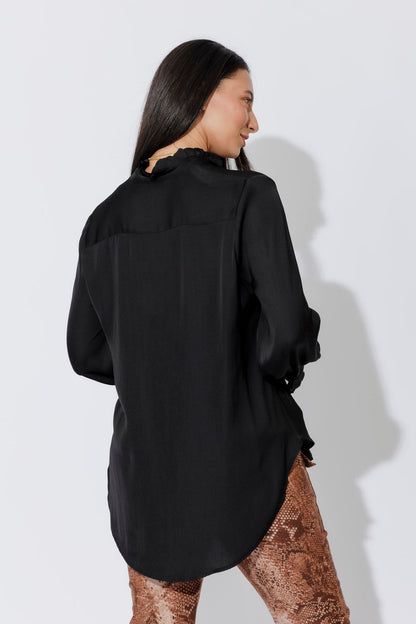 Black Silky Roma Shirt