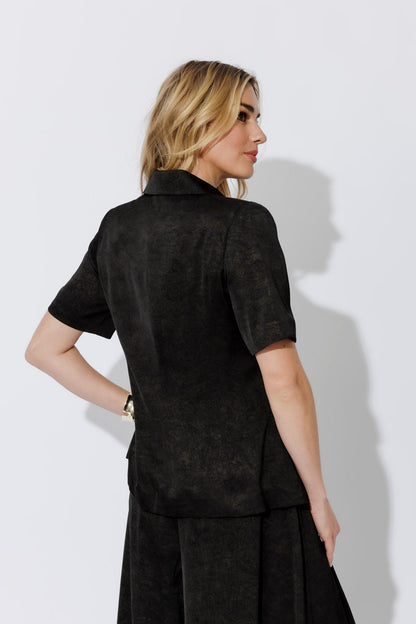Black/Gold Short Sleeved Blazer