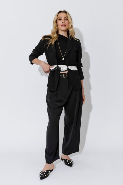 Black Tencel Eyelet Blazer