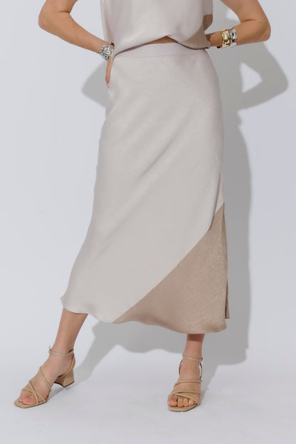 Champagne Contrast Bias Skirt