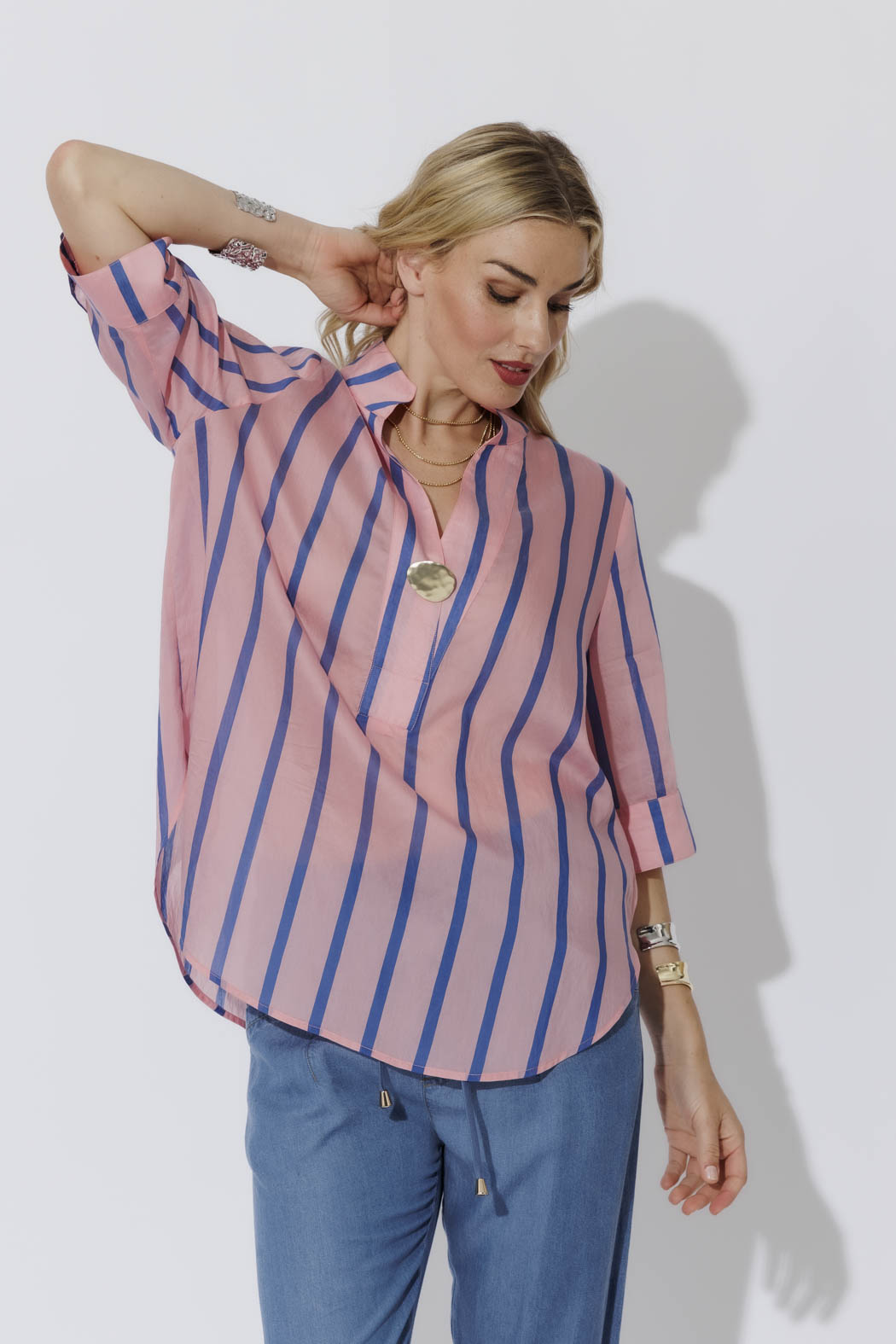 Blue/Pink Oversized Blogger Shirt