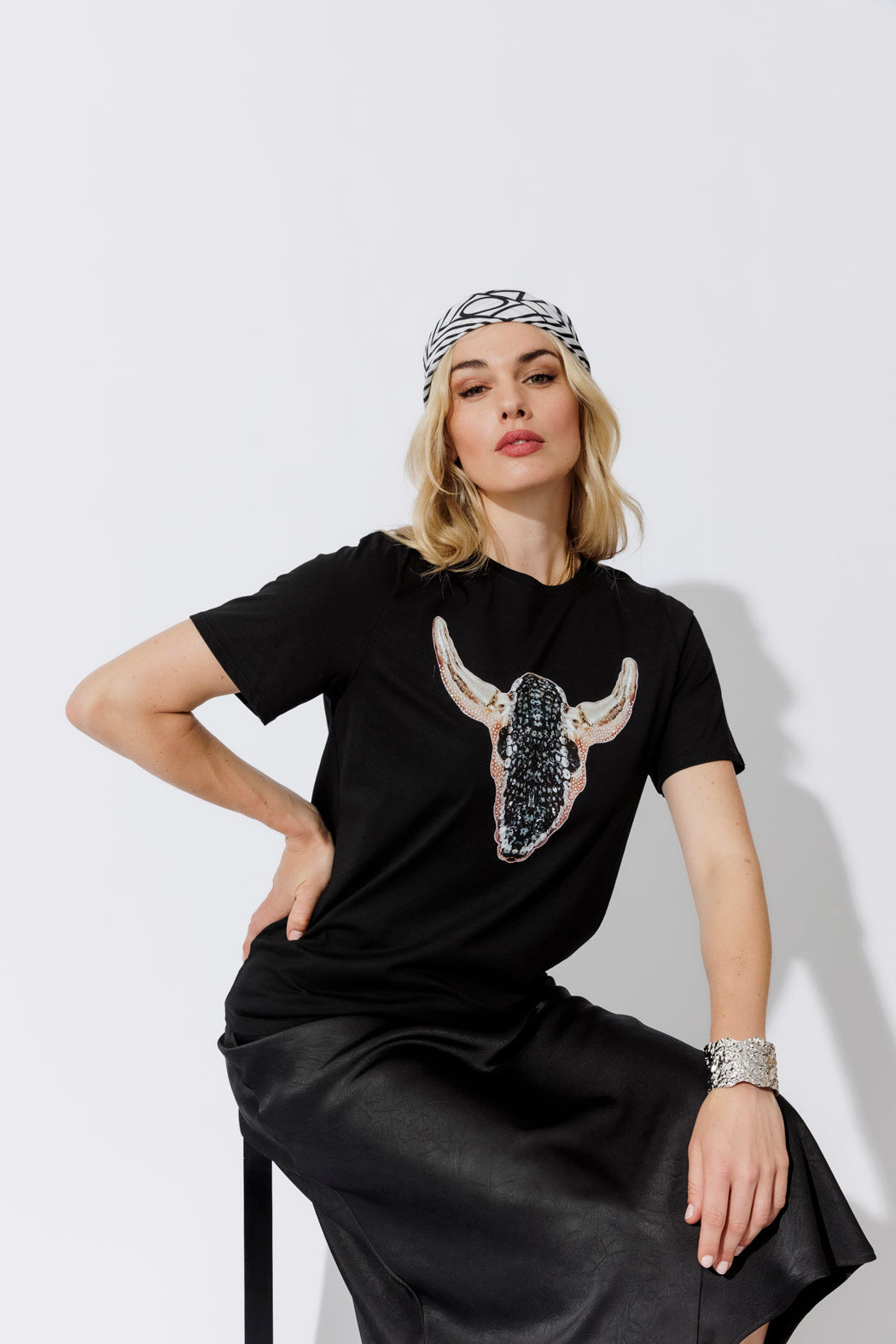 Black Horn Embellished T-Shirt