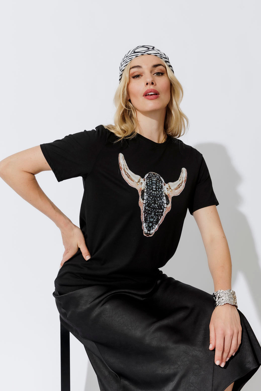 Black Horn Embellished T-Shirt