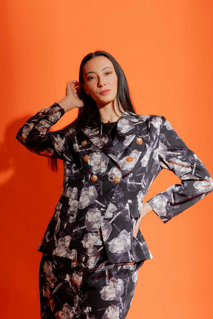 Black Floral Sisca Blazer