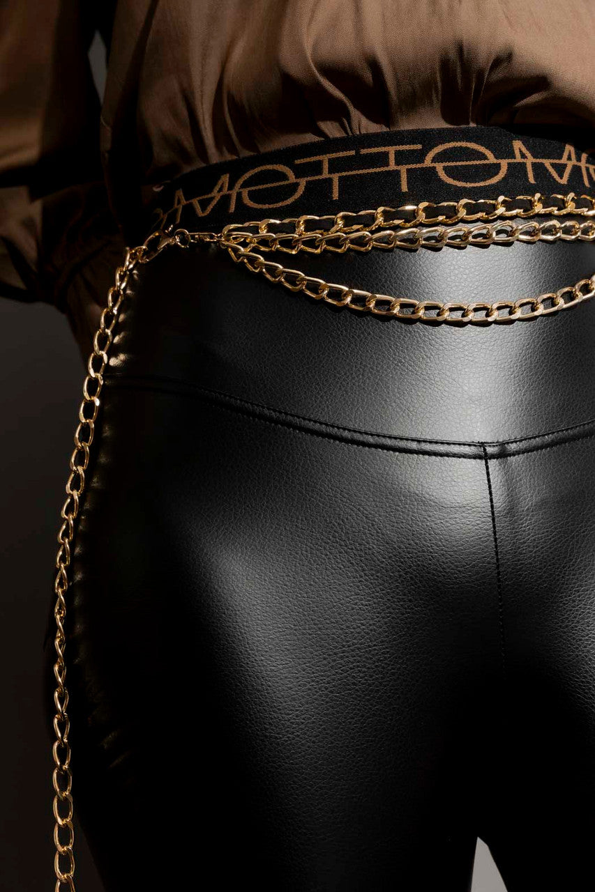 Black Croc Coated Split Miracle Pant