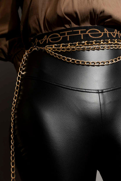 Black Croc Coated Split Miracle Pant