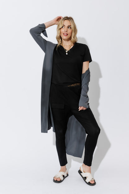 Black Tencel Pull On Cargo Pant