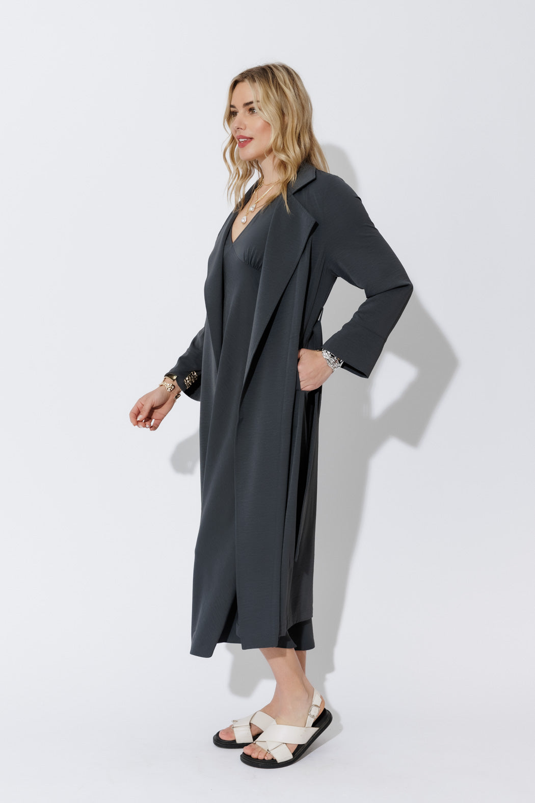 Charcoal Luxury Trench Coat