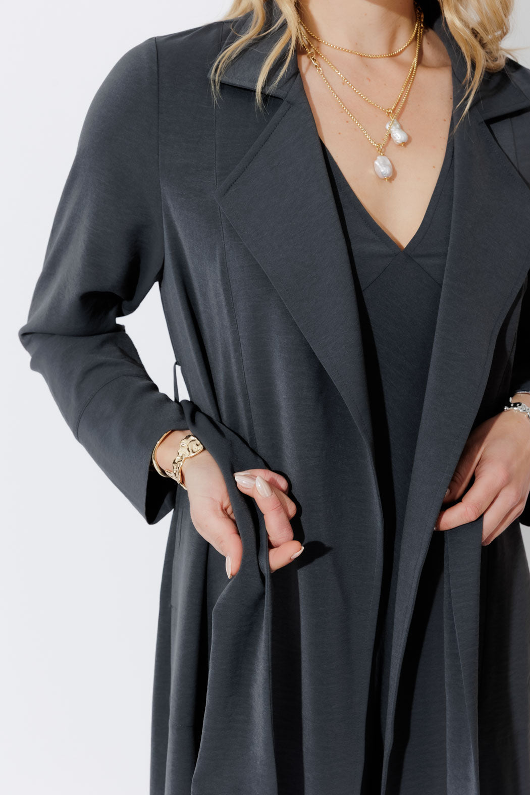 Charcoal Luxury Trench Coat