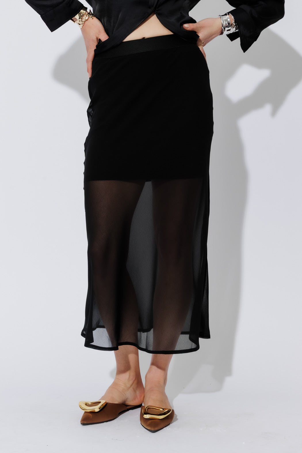 Black Chiffon Bias Skirt