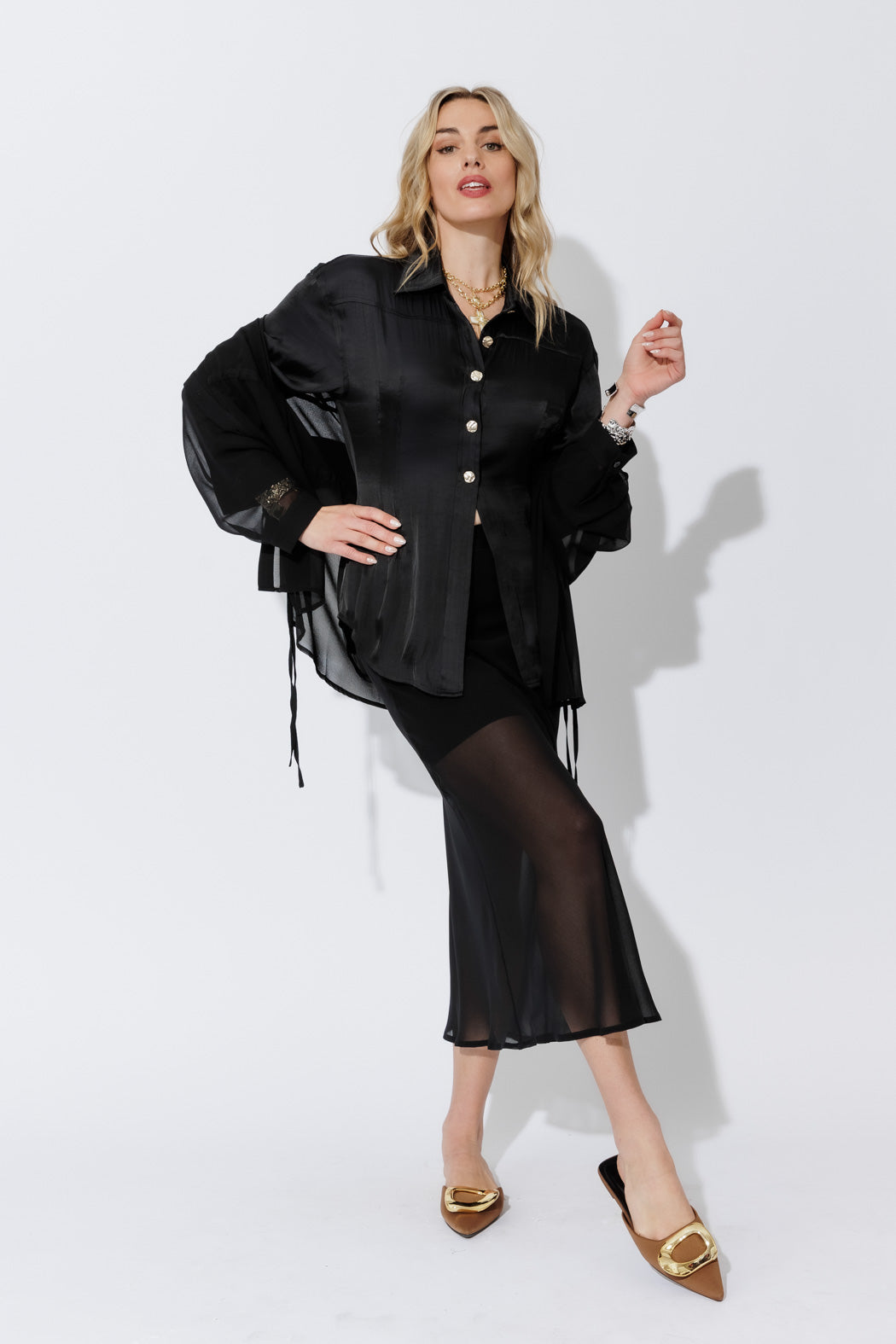 Black Chiffon Bias Skirt