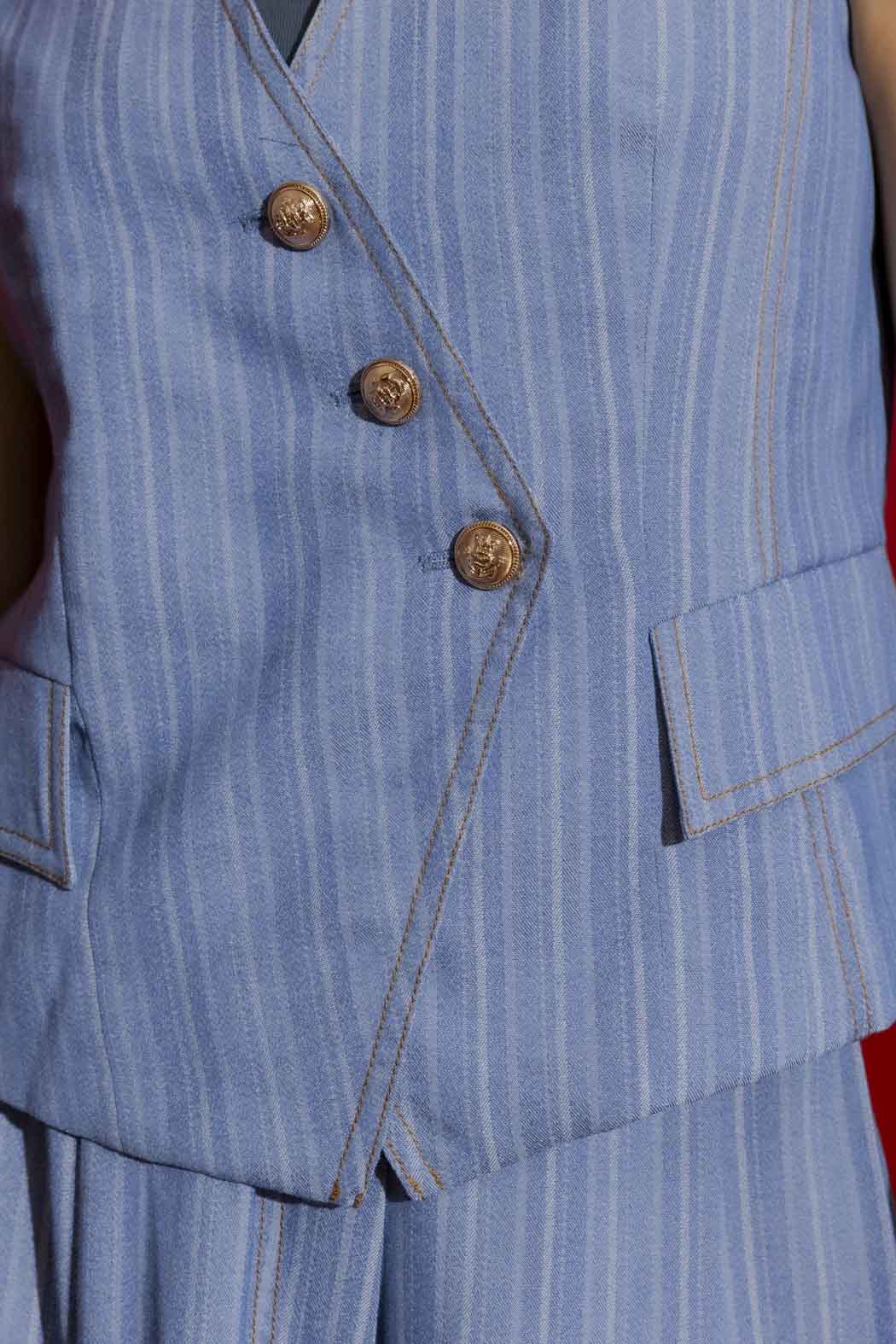 Chambray Self Stripe Sisca Vest