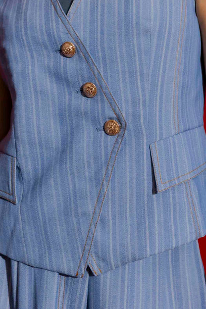 Chambray Self Stripe Sisca Vest
