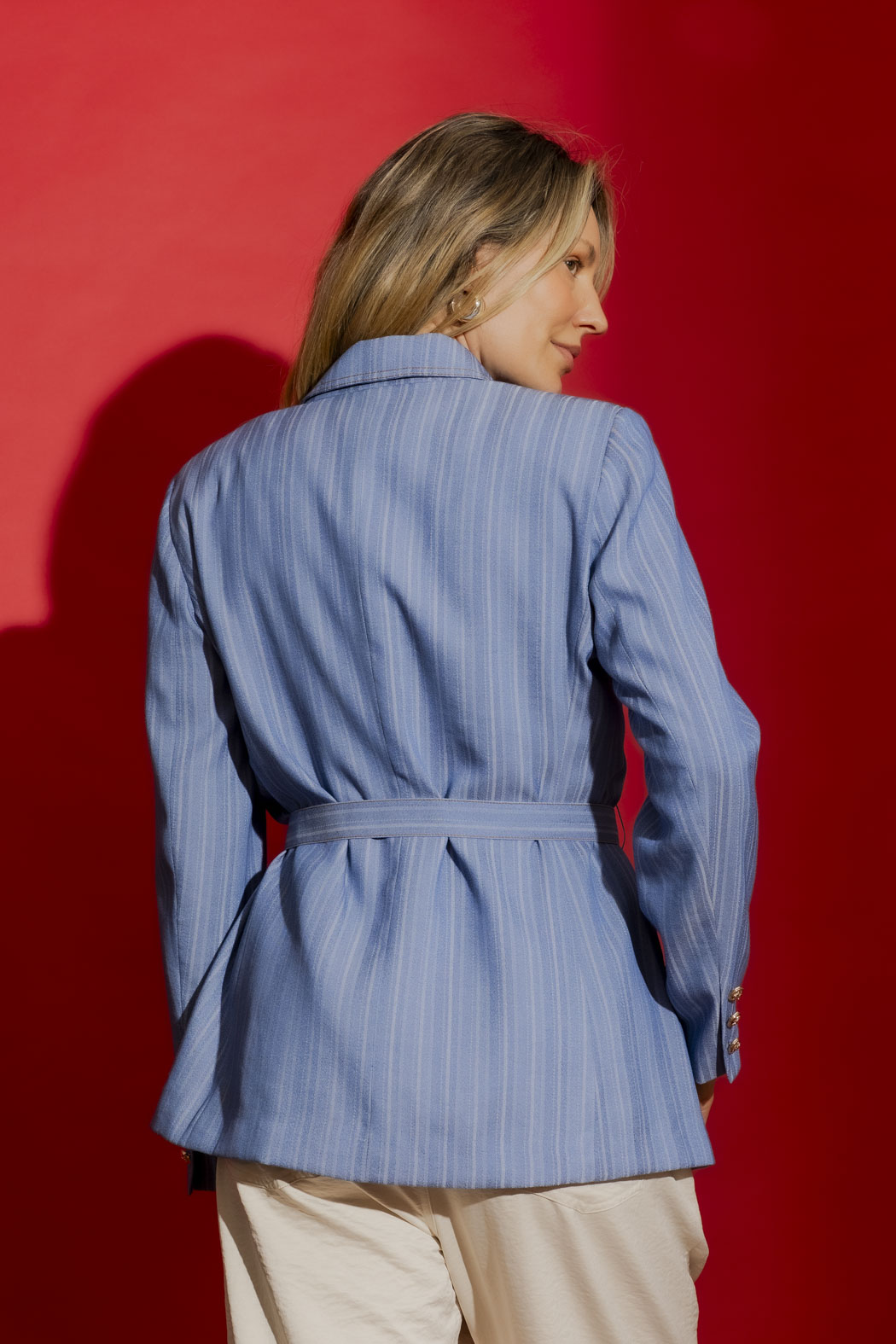 Chambray Self Stripe Soft Blazer