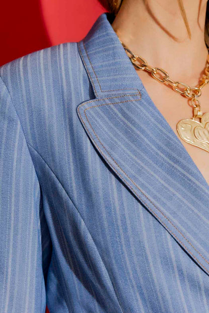 Chambray Self Stripe Soft Blazer