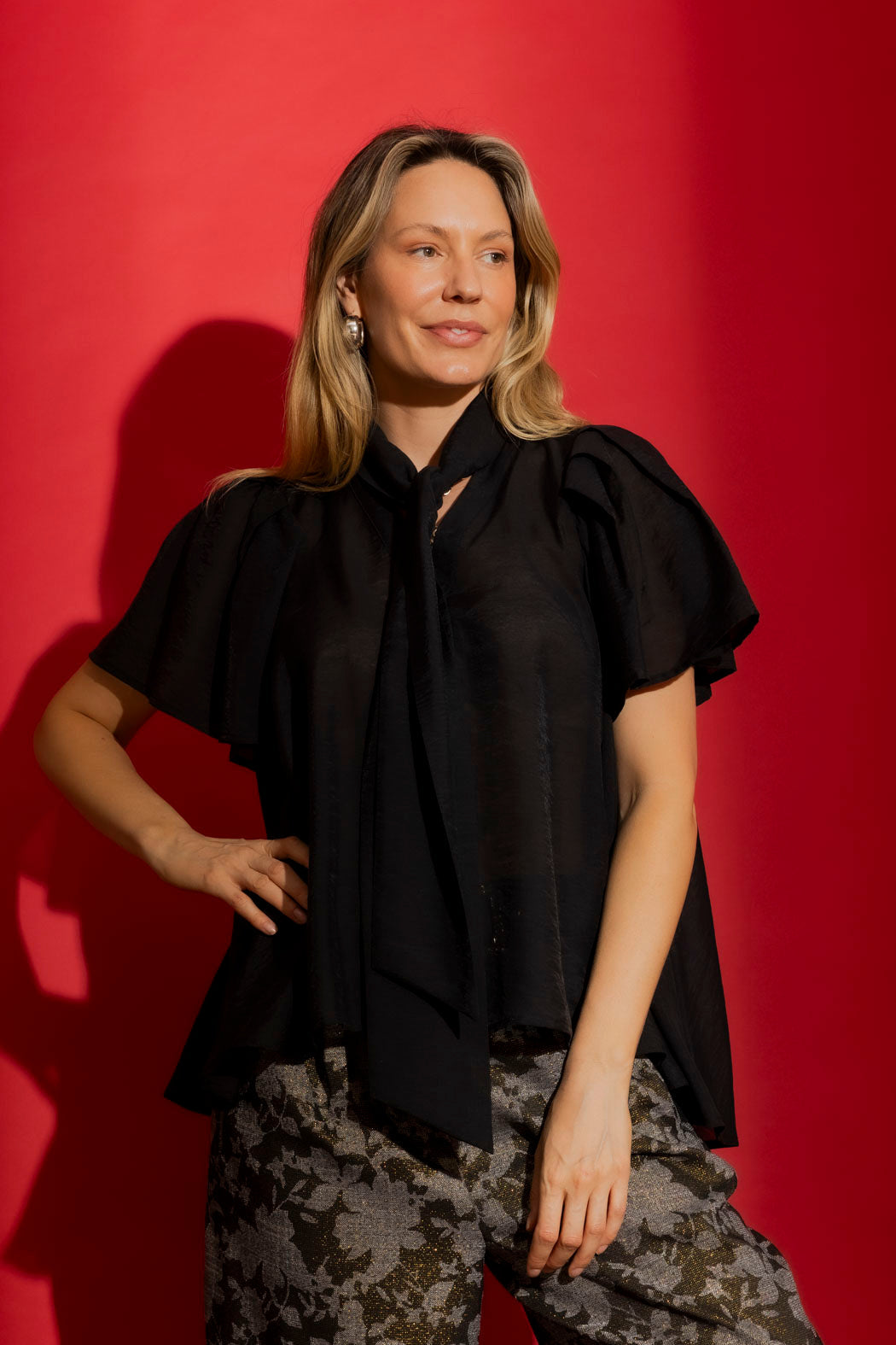 Black Tencel/Linen Addy Blouse