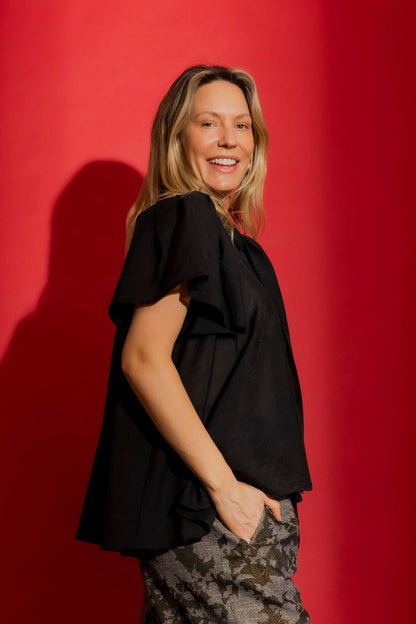 Black Tencel/Linen Addy Blouse