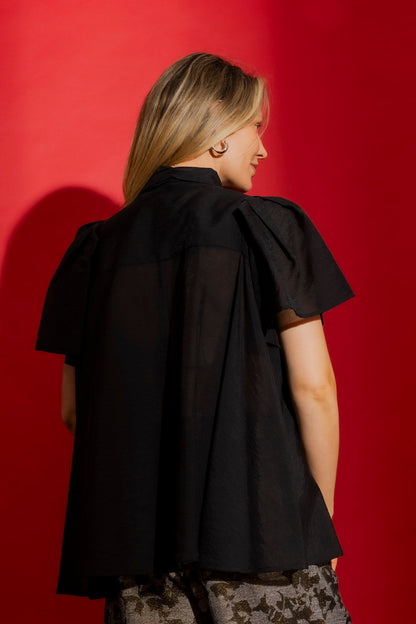 Black Tencel/Linen Addy Blouse