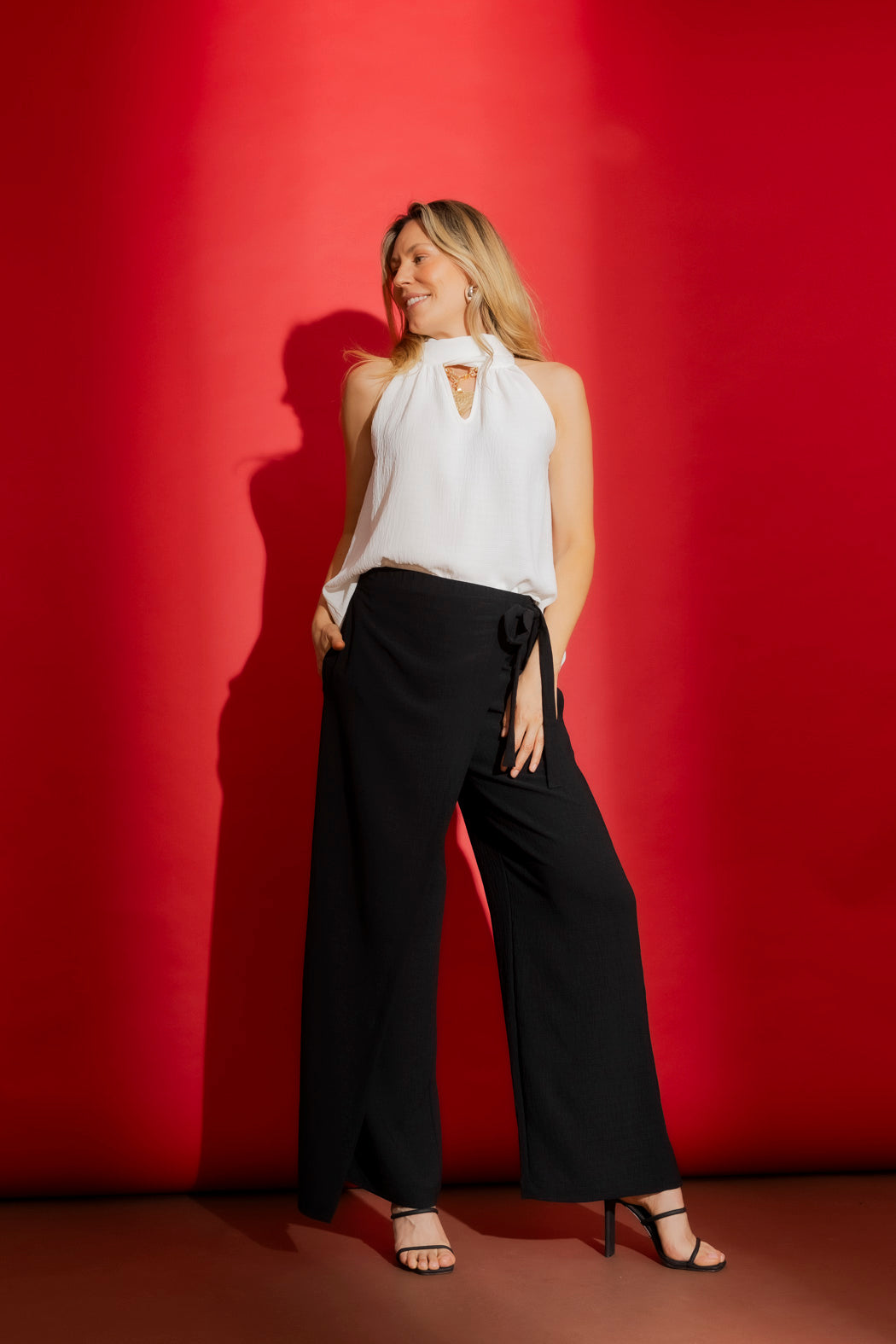 Black Ripple Wrap Pant