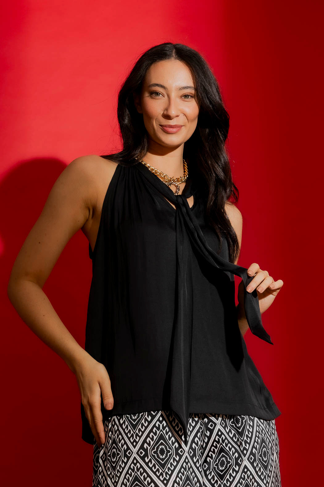 Black Tie Neck Top