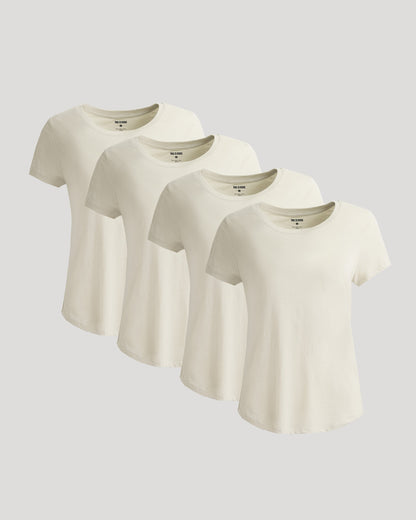 Womens Oatmeal Slub Scoop Neck Tee 4-Pack