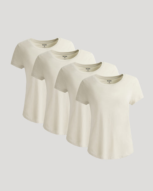 Womens Oatmeal Slub Scoop Neck Tee 4-Pack